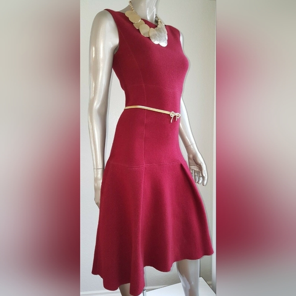 *$3,800 OSCAR DE LA RENTA STUNNING WOOL CASHMERE PLEADED RUNWAY DRESS US S - Picture 7 of 10